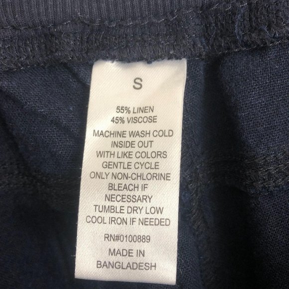 Keren Hart Blue Linen Blend Drawstring Pants Sz S - Picture 9 of 9